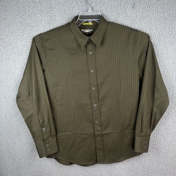 Royal Robbins Shirt Mens Large Green Striped Long Sleeve Button Down Side Pocket - Picture 1 of 11